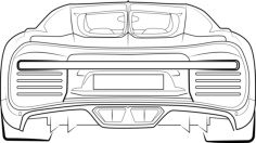 Bugatti Chiron 2022 Back View Outline Editable Svg Line Art, Free Vectors File